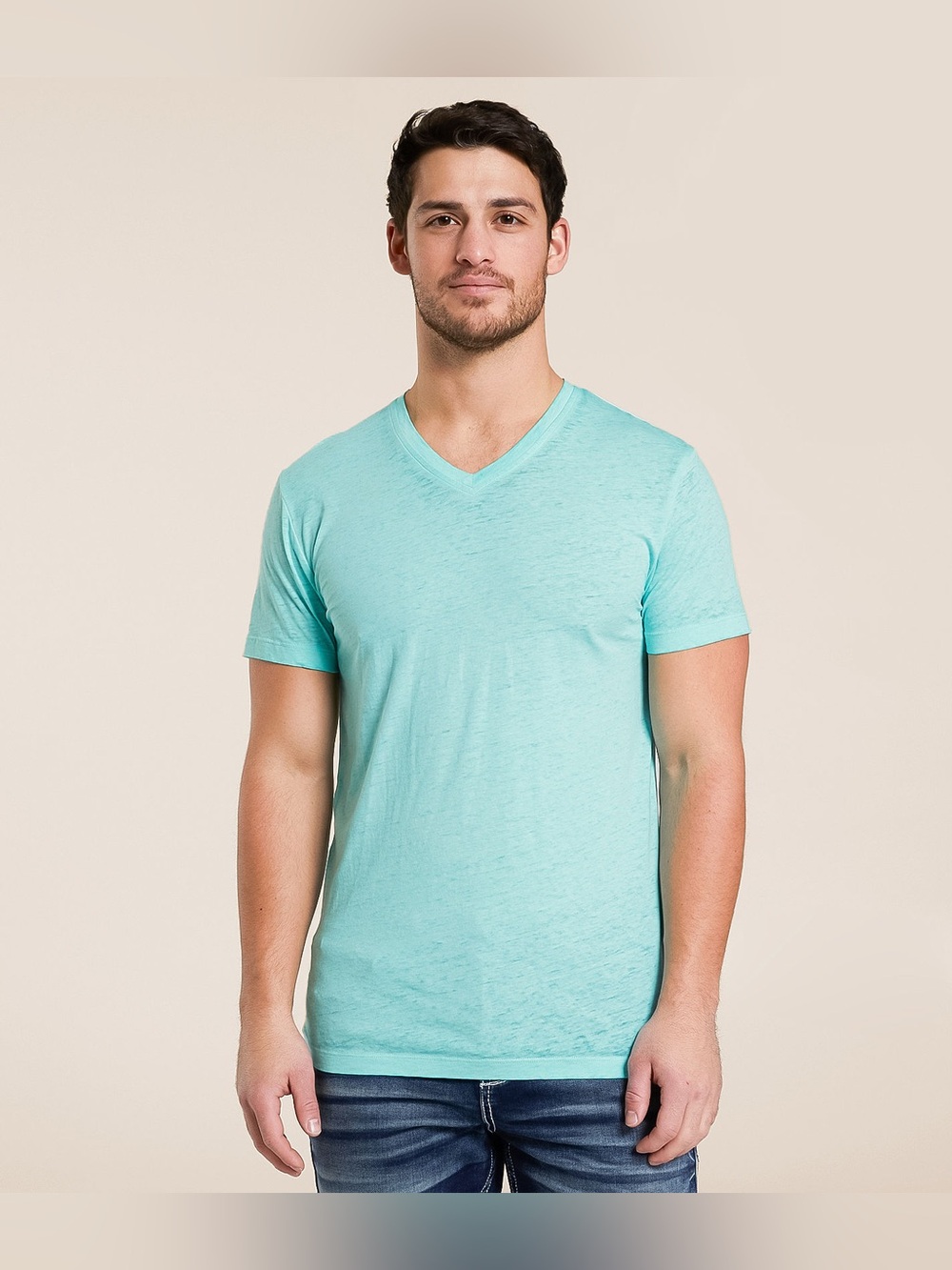 Buckle Burnout Muscle V-Neck T-Shirt Men’s XL Aruba Blue Lightweight Tee Grunge
